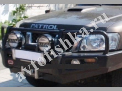 Дефлектор капота темный с надписью Nissan Patrol 2004-2010